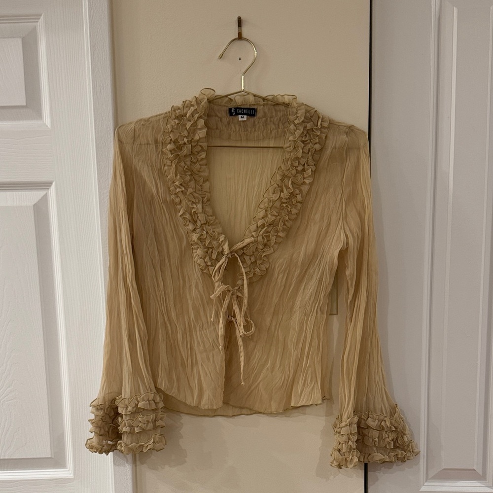 Vintage Cachelli Beige Ruffled Blouse